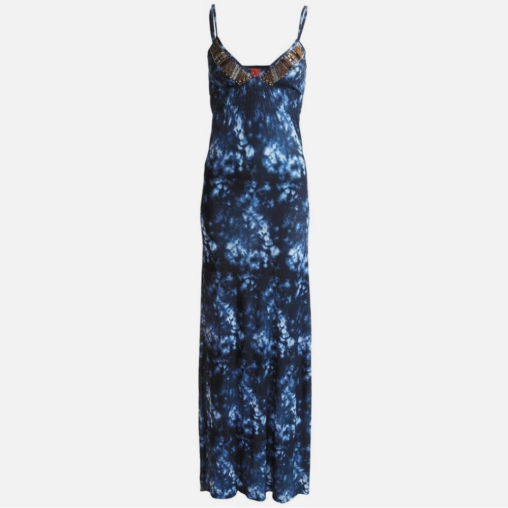 Red Carter Beaded Tie Dye Maxi Cover Up Dress